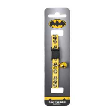Batman Sarı Desenli Güvenlik Kilitli Ayarlanabilir Yumuşak Doku Kedi Boyun Tasması 22-30 cm