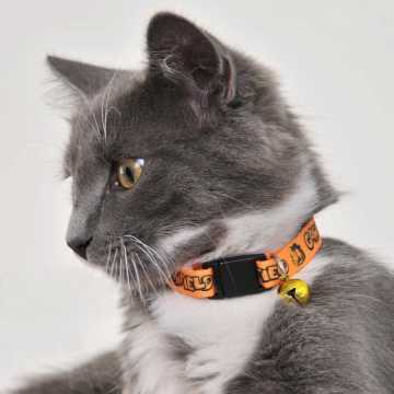 Garfield Turuncu Siyah Desenli Güvenlik Kilitli Ayarlanabilir Yumuşak Doku Kedi Boyun Tasması 22-30 cm