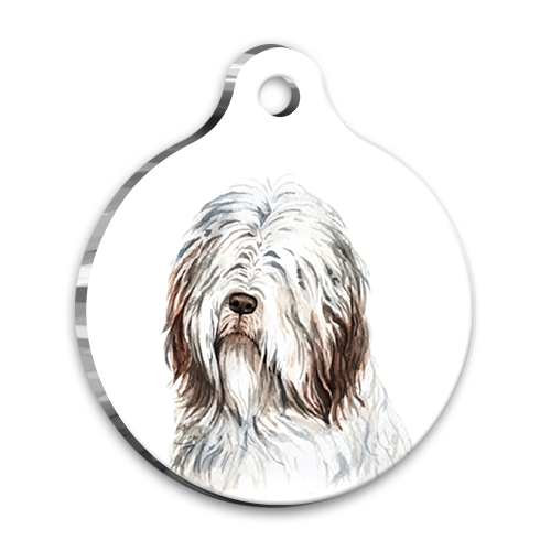 Suluboya Bearded Collie Yuvarlak Köpek Künyesi