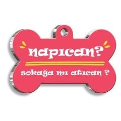 Napıcan? Pembe Kemik Şekilli Köpek Künyesi