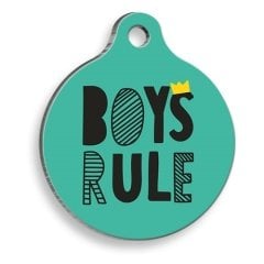 Boys Rule Yuvarlak Şekilli Kedi ve Köpek Künyesi