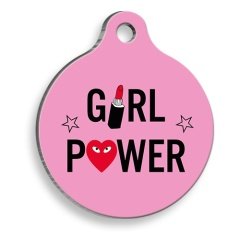 Girl Power Yuvarlak Şekilli Kedi ve Köpek Künyesi