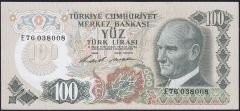 6.Emisyon 1.Tertip 100 Lira E76 038008 Çilaltı