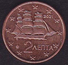Avrupa 2 Euro Cent 2021 Yunanistan