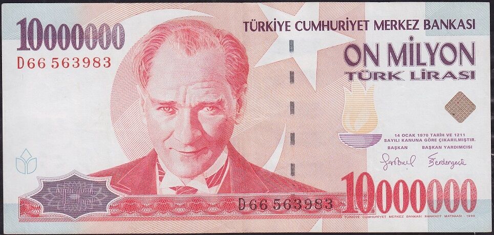 7.Emisyon 10 000 000 Lira D66 563983 Çok Çok Temiz+