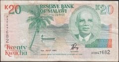 Malawi 20 Kwacha 1993 Çok Temiz Pick 27