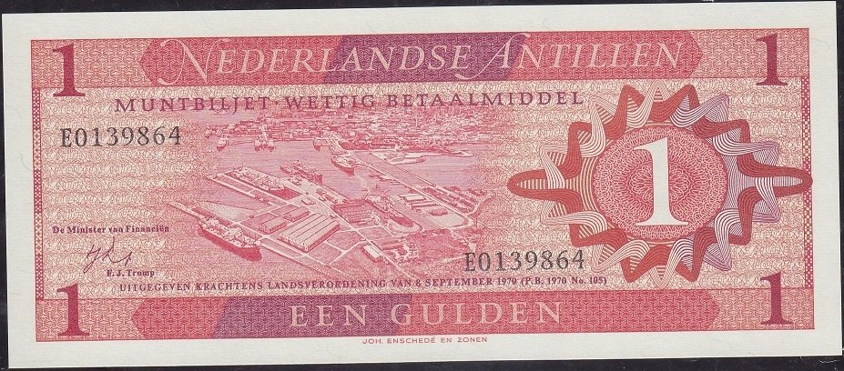 Hollanda Antilleri 1 Gulden 1970 Çil Pick 20