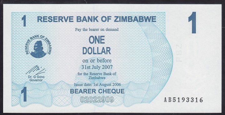 Zimbabwe 1 Dolar 2007 Çil Pick 37