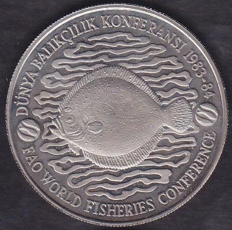 1984 Yılı 500 Lira Dünya Balıkçılık Konferansı Gümüş