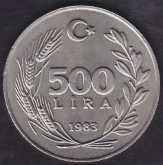 1983 Yılı 500 Lira Dünyada Basılan İlk Para Nikel