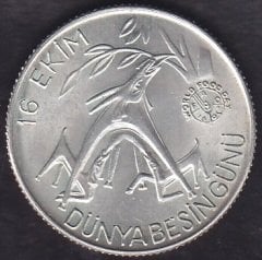 1981 Yılı 1500 Lira Dünya Besin Günü Gümüş