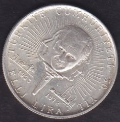 1973 Yılı 50 Lira Türkiye Cumhuriyeti 50. Yıl Gümüş ( 13 Gram )