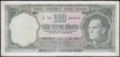 5.Emisyon 6.Tertip 100 lira E88 094919 Çok Temiz ( Yıkanmış )