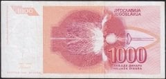 Yugoslavya 1000 Dinar 1992 Çok Temiz+
