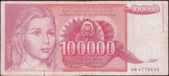 Yugoslavya 100000 Dinar 1989 Temiz