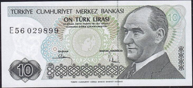 7.Emisyon 2.Tertip 10 Lira E56 029899 Çil