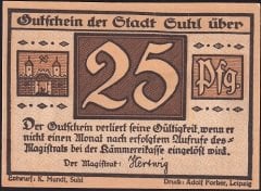 Almanya 25 Pfennig Notgeld 1920 Çilaltı Çil