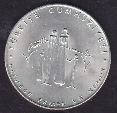 1977 Yılı 50 Lira Herkese Ekmek Ve Konut Gümüş