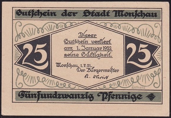 Almanya 25 Pfennig Notgeld 1922 Çil