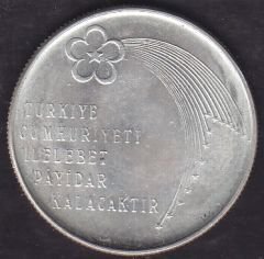 1973 Yılı 50 Lira Türkiye Cumhuriyeti 50. Yıl Gümüş ( 13 gram )