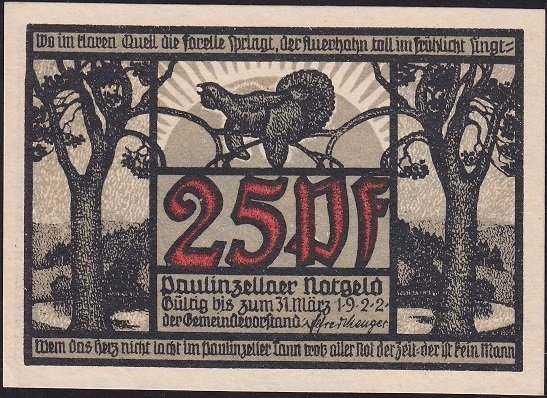 Almanya 25 Pfennig Notgeld 1922 Çil