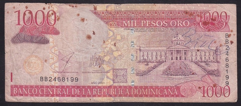 Dominik Cumhuriyeti 1000 Pesos Oro 2003 Haliyle Pick173b