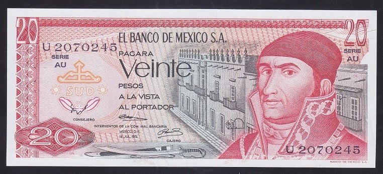 Meksika 20 Pesos 1973 Çil Pick64b