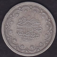 1255 / 8 Abdulmecid 20 Kuruş Gümüş
