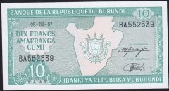 Burundi 10 Frank 1997 Çil Pick33d