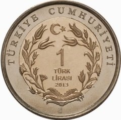 2013 Tarihli 1 Lira Telli Turna Bimetal Hatıra Para - Çil