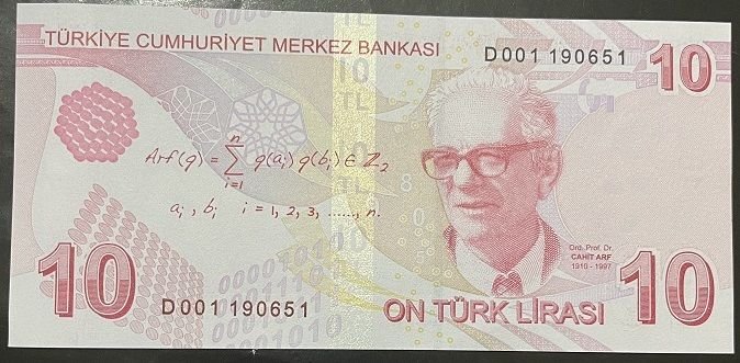 9.Emisyon 4.Tertip 10 Lira D001 190xxx Çilaltı Çil ( Bildiğiniz 9.Emisyon baskı izleri var )