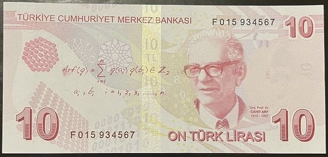 9.Emisyon 6.Tertip 10 Lira F015 934567 Çil