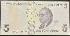 9.Emisyon 5.Tertip 5 Lira E002 747374 Çil