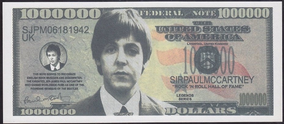 Amerika 1 Milyon Dolar Paul Mccartney Çil Fantazi Para