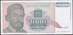 Yugoslavya 1000 Dinar 1994 Çilaltı Çil Pick 140