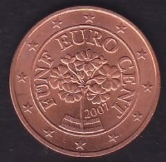 Avrupa 5 Euro Cent 2007 Avusturya