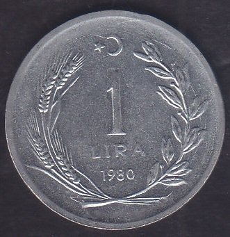 1980 Yılı 1 Lira Çok Çok Temiz + (Düz )
