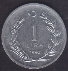 1980 Yılı 1 Lira Çok Çok Temiz + (Düz )