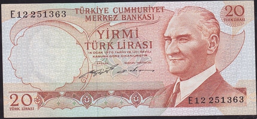 6.Emisyon 2.Tertip 20 Lira E12 251363 Çilaltı Çil