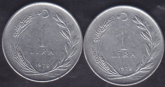 1978 Yılı 1 Lira Çok Temiz (Ters Düz Takım )