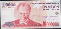 7.Emisyon 10 000 000 Lira C88 591830 Çok Temiz+