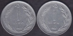 1968 Yılı 1 Lira Temiz (Ters Düz Takım )