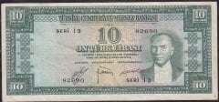 5.Emisyon 1.Tertip 10 Lira İ3 82690 Çok Temiz +