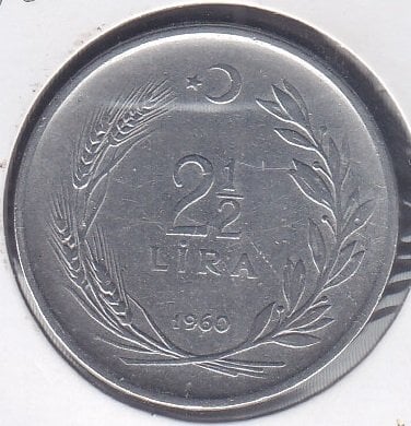 1960 YILI 2.5 LİRA ( DÜZ )
