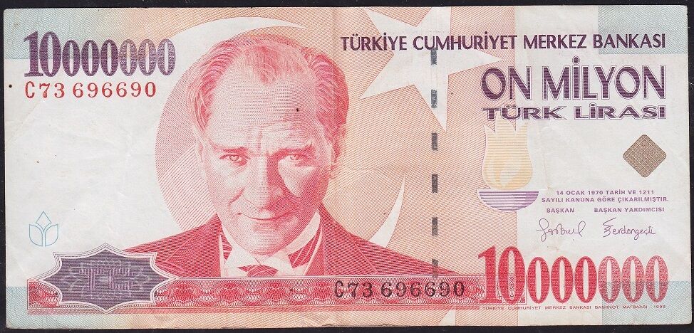 7.Emisyon 10 000 000 Lira C73 696690 Çok Temiz