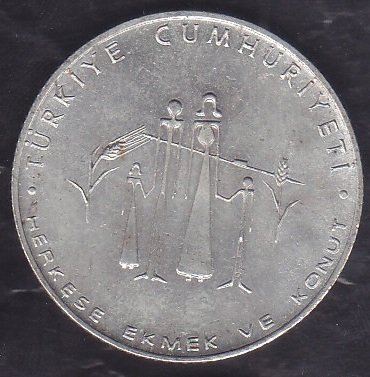 1977 Yılı 50 Lira - FAO Herkese Ekmek Ve Konut Gümüş Çilaltı Çil