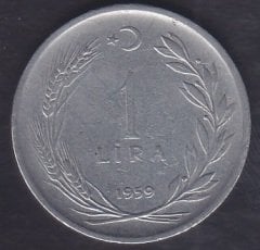 1959 Yılı 1 Lira Çok Temiz ( Düz )