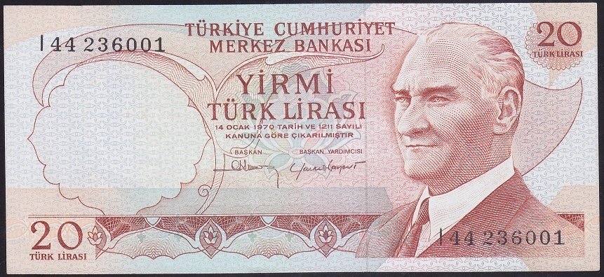 6.EMİSYON 4.TERTİP 20 LİRA I44 236001 ÇİLALTI ÇİL