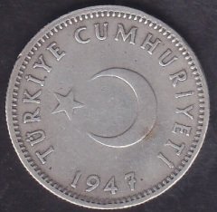 1947 Yılı 1 Lira Çok Temiz Gümüş