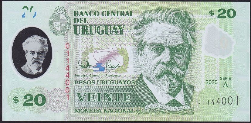 Uruguay 20 Dolar 2020 Çil Polimer